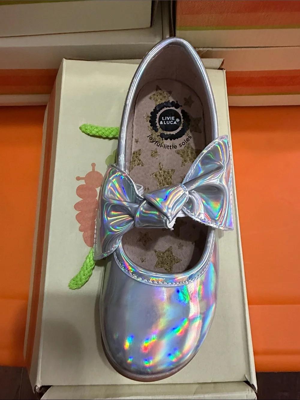 Livie & Luca Iridescent Silver Mary Jane with Bow
